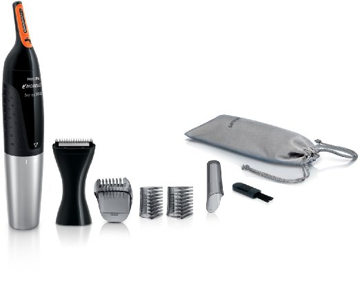 Philips Norelco Nosetrimmer 5100 for ear, nose and eyebrows with three attachments and lithium battery